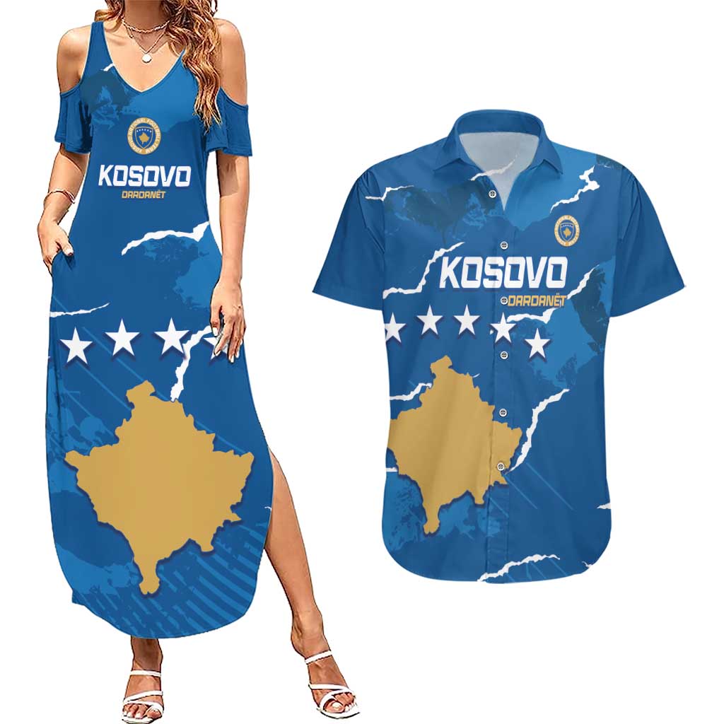 Custom Kosovo Football Couples Matching Summer Maxi Dress and Hawaiian Shirt Come On Dardanet