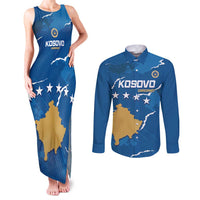 Custom Kosovo Football Couples Matching Tank Maxi Dress and Long Sleeve Button Shirt Come On Dardanet
