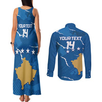Custom Kosovo Football Couples Matching Tank Maxi Dress and Long Sleeve Button Shirt Come On Dardanet