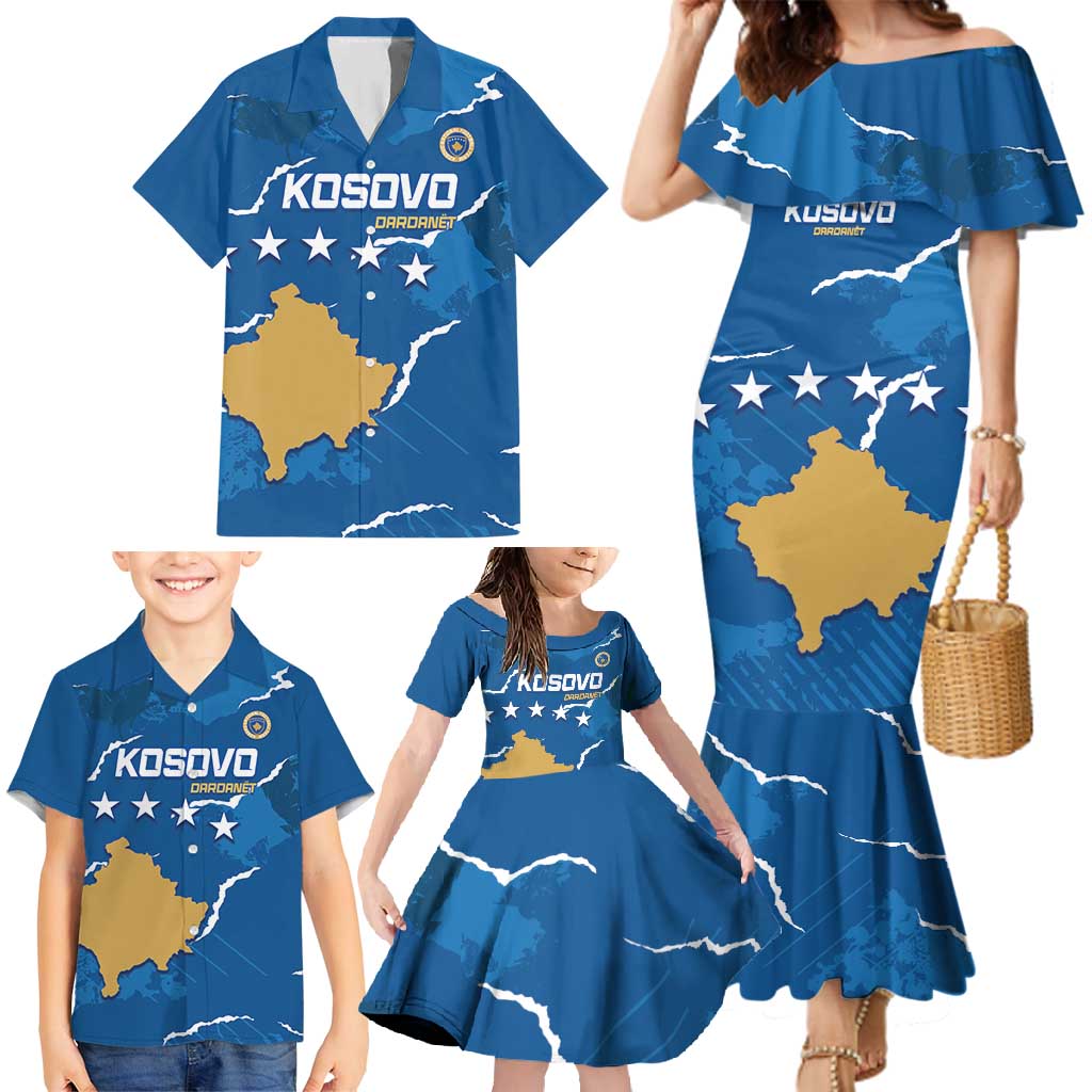 Custom Kosovo Football Family Matching Mermaid Dress and Hawaiian Shirt Come On Dardanet