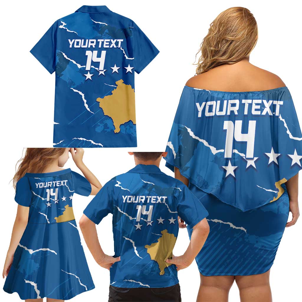 Custom Kosovo Football Family Matching Off Shoulder Short Dress and Hawaiian Shirt Come On Dardanet