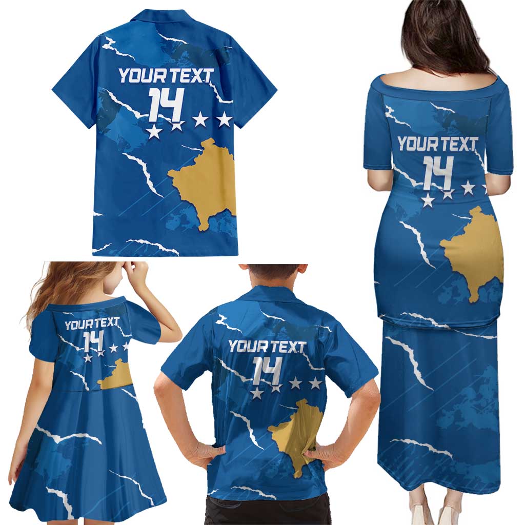 Custom Kosovo Football Family Matching Puletasi and Hawaiian Shirt Come On Dardanet
