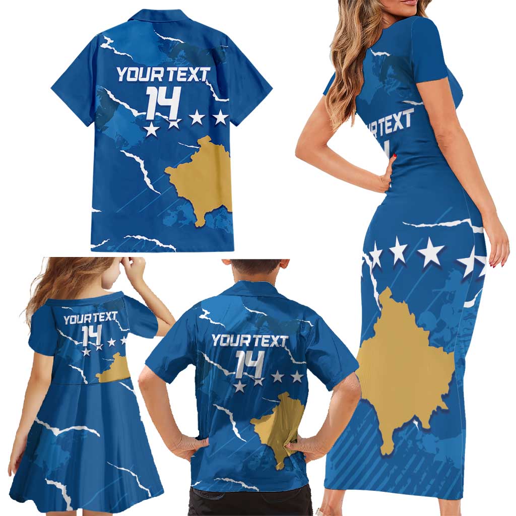 Custom Kosovo Football Family Matching Short Sleeve Bodycon Dress and Hawaiian Shirt Come On Dardanet