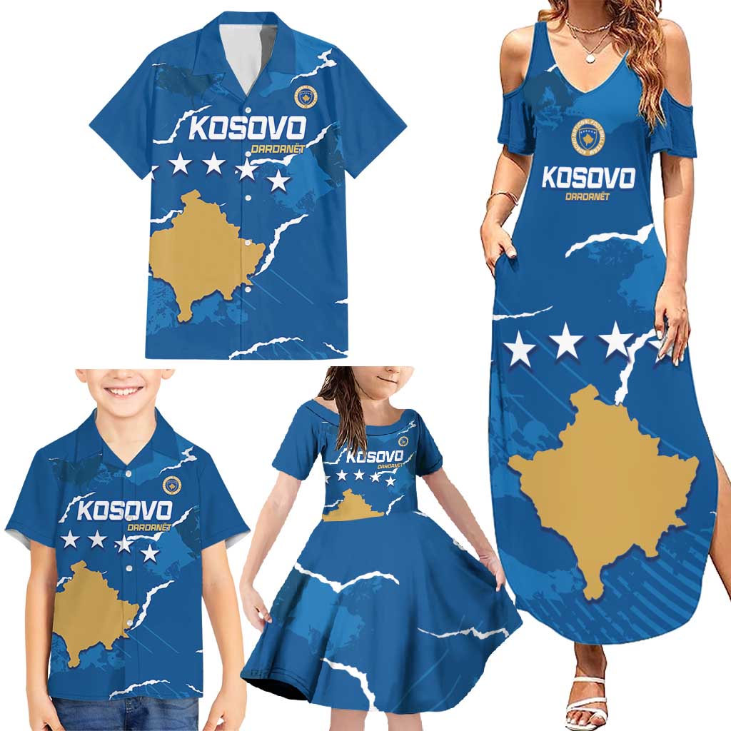 Custom Kosovo Football Family Matching Summer Maxi Dress and Hawaiian Shirt Come On Dardanet