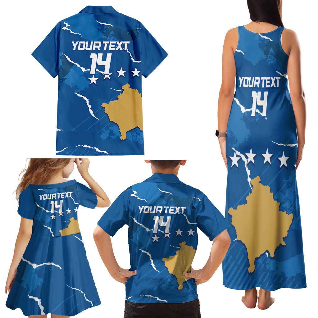 Custom Kosovo Football Family Matching Tank Maxi Dress and Hawaiian Shirt Come On Dardanet
