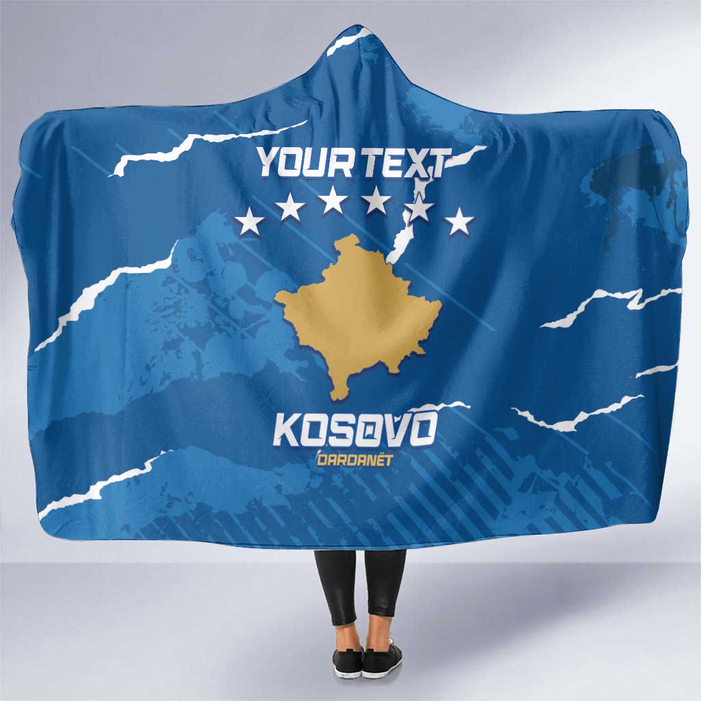 Custom Kosovo Football Hooded Blanket Come On Dardanet