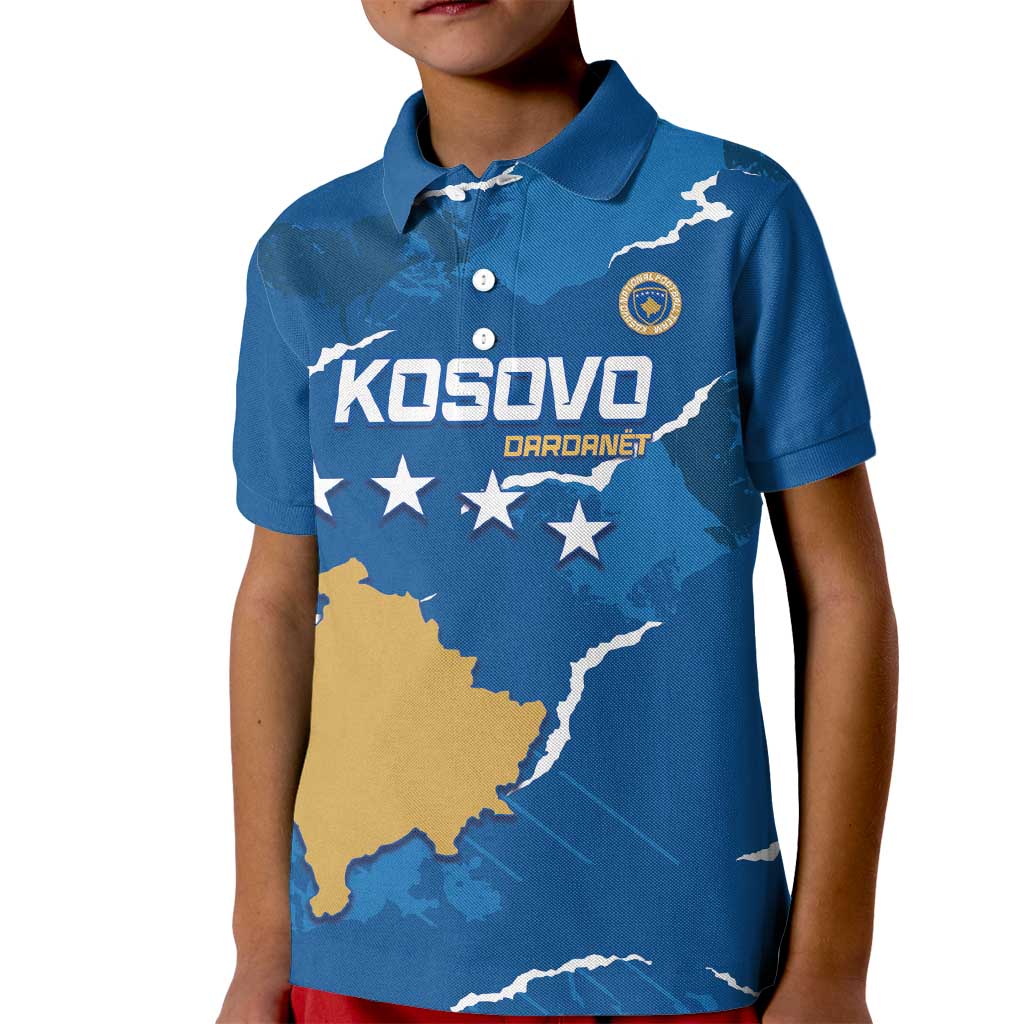 Custom Kosovo Football Kid Polo Shirt Come On Dardanet