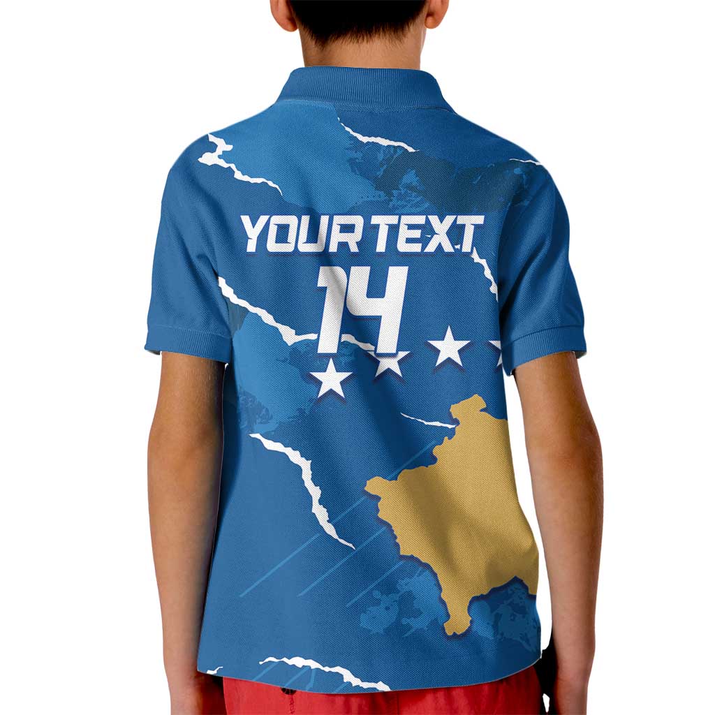Custom Kosovo Football Kid Polo Shirt Come On Dardanet