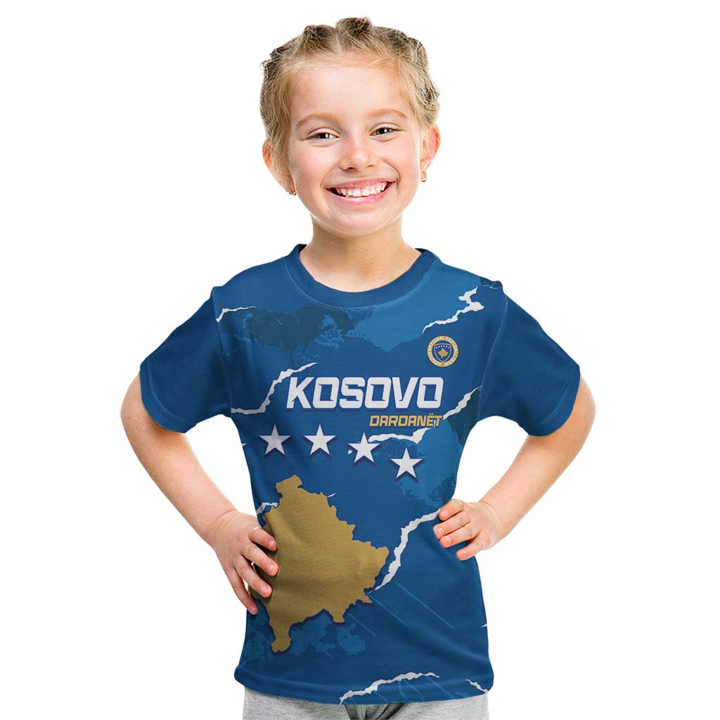 Custom Kosovo Football Kid T Shirt Come On Dardanet