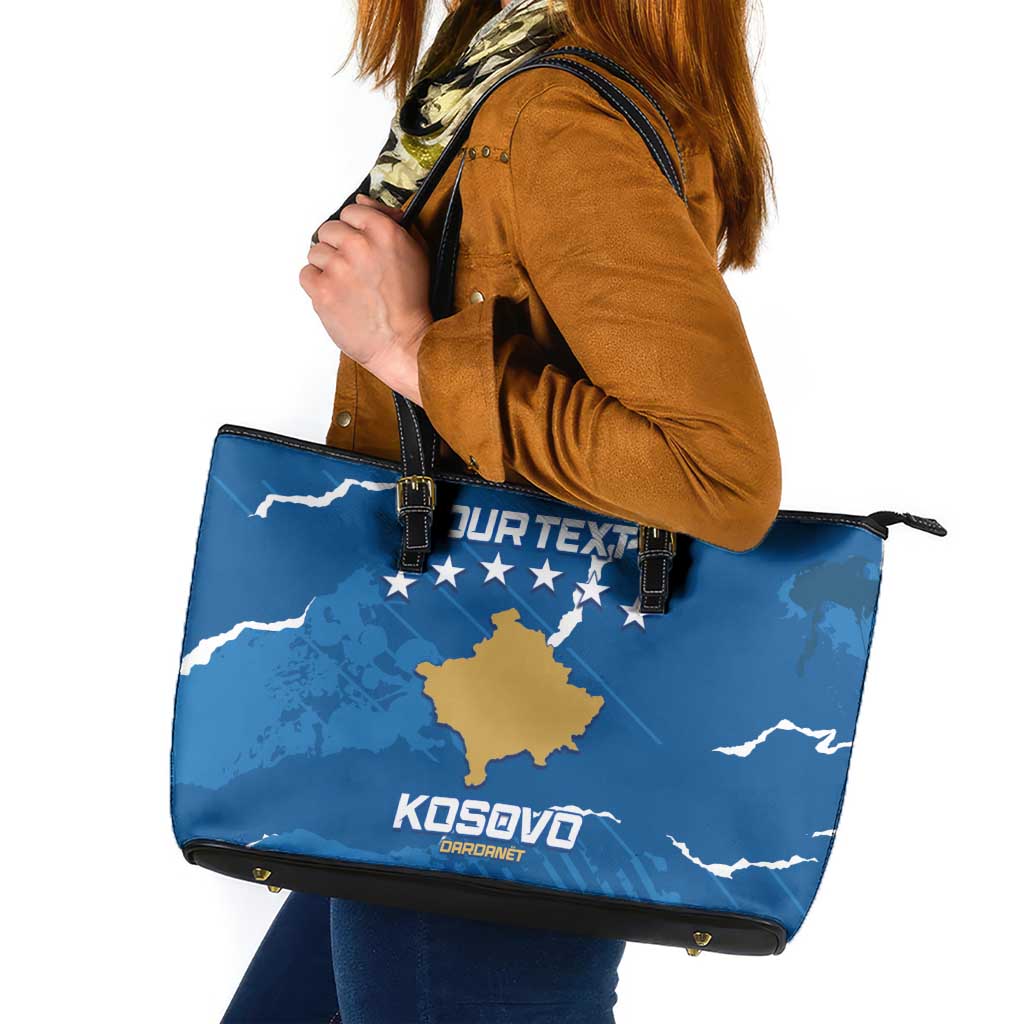 Custom Kosovo Football Leather Tote Bag Come On Dardanet