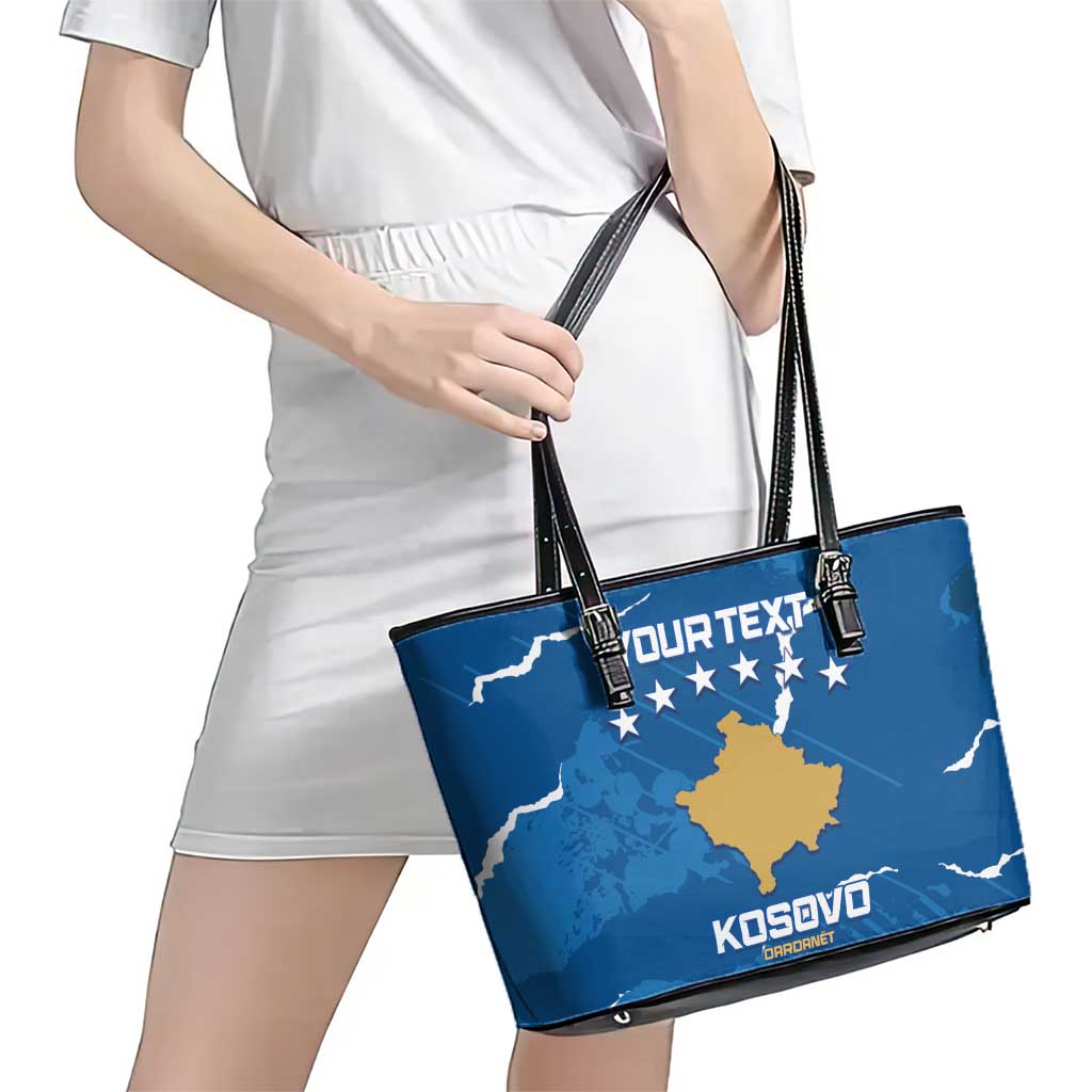 Custom Kosovo Football Leather Tote Bag Come On Dardanet