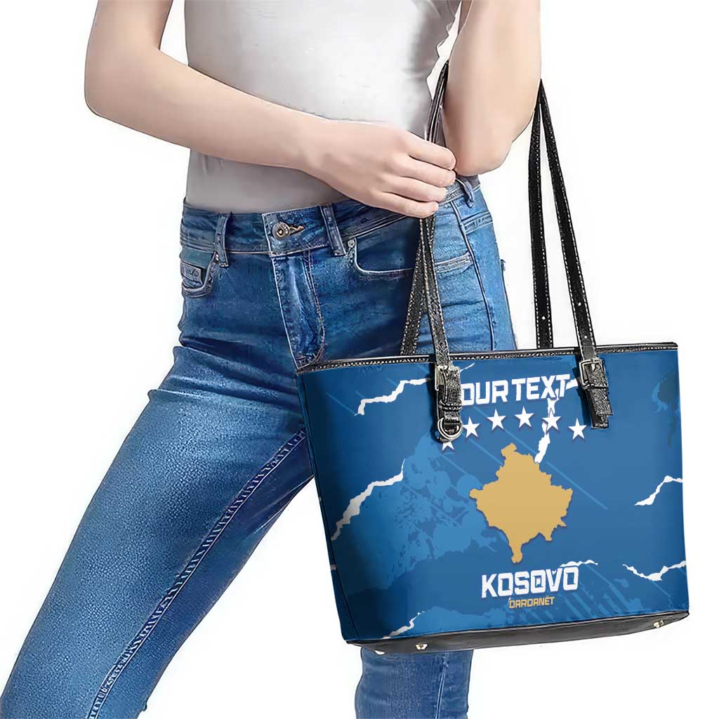 Custom Kosovo Football Leather Tote Bag Come On Dardanet