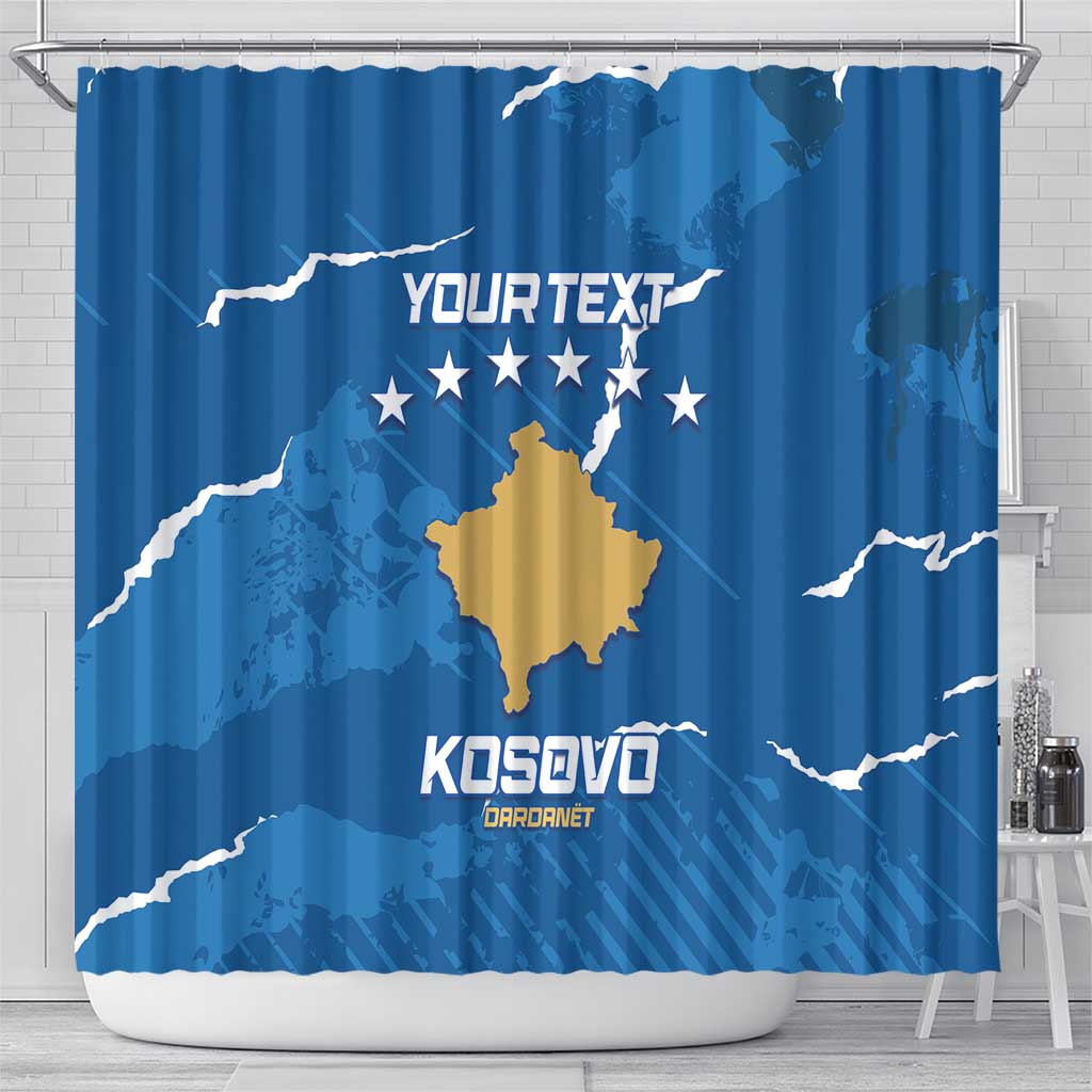 Custom Kosovo Football Shower Curtain Come On Dardanet