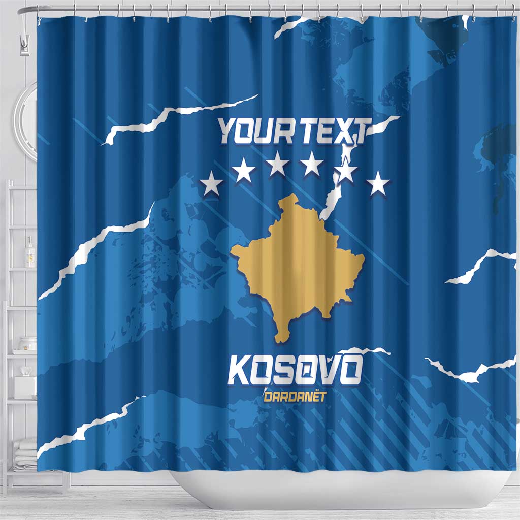 Custom Kosovo Football Shower Curtain Come On Dardanet