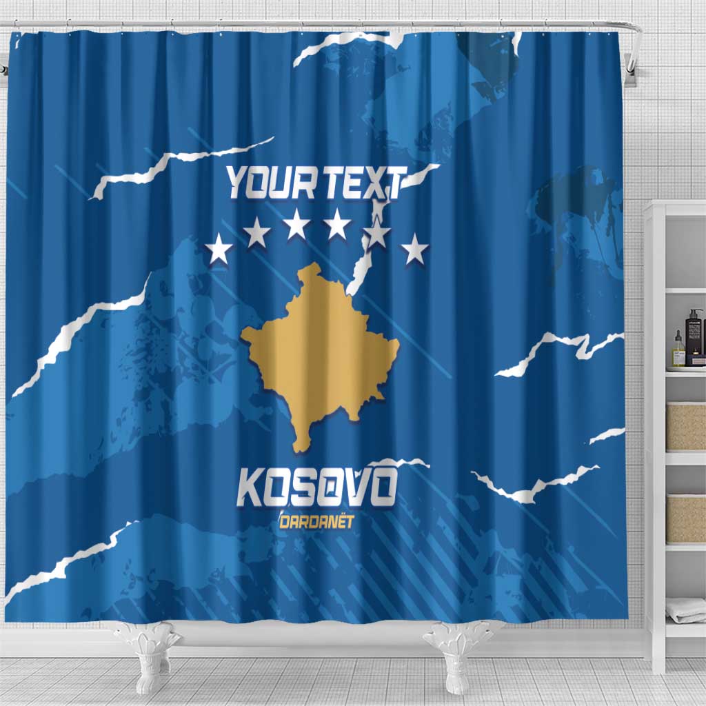 Custom Kosovo Football Shower Curtain Come On Dardanet