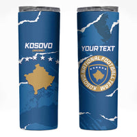 Custom Kosovo Football Skinny Tumbler Come On Dardanet