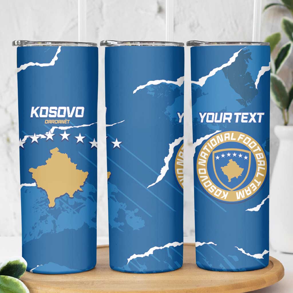 Custom Kosovo Football Skinny Tumbler Come On Dardanet