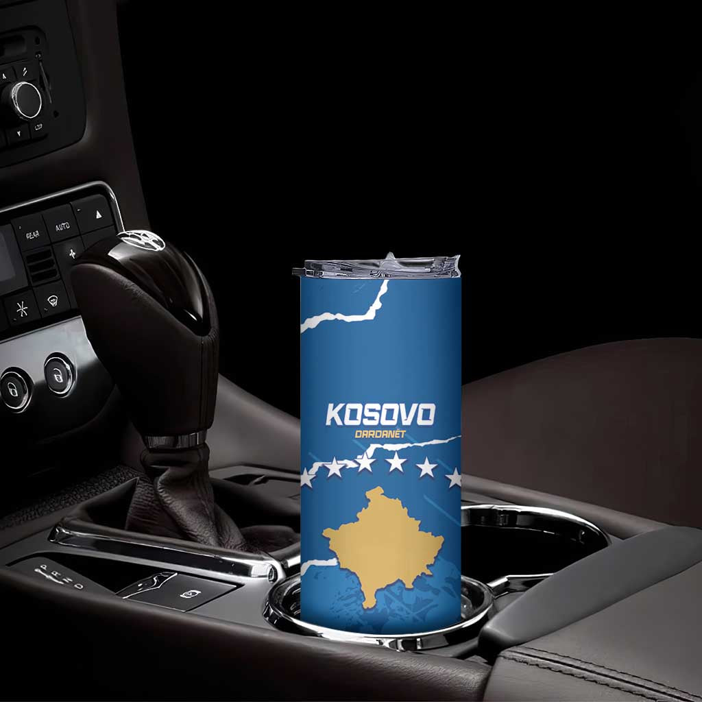 Custom Kosovo Football Skinny Tumbler Come On Dardanet