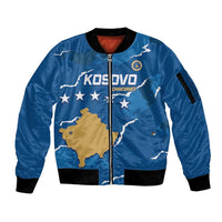 Custom Kosovo Football Sleeve Zip Bomber Jacket Come On Dardanet
