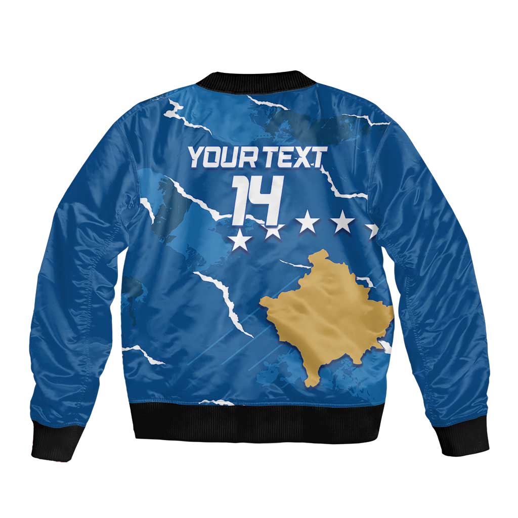 Custom Kosovo Football Sleeve Zip Bomber Jacket Come On Dardanet