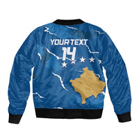 Custom Kosovo Football Sleeve Zip Bomber Jacket Come On Dardanet
