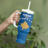 Custom Kosovo Football Tumbler With Handle Come On Dardanet