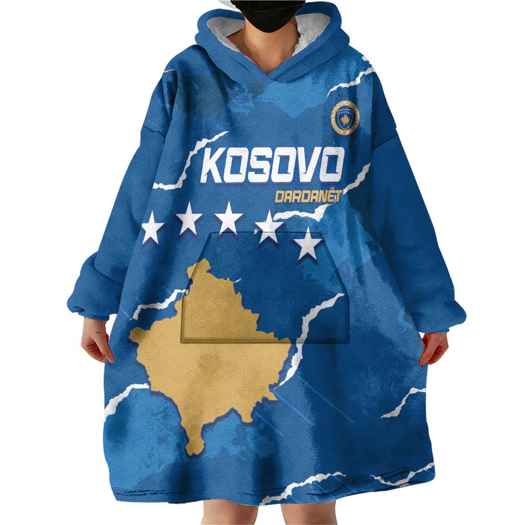 Custom Kosovo Football Wearable Blanket Hoodie Come On Dardanet