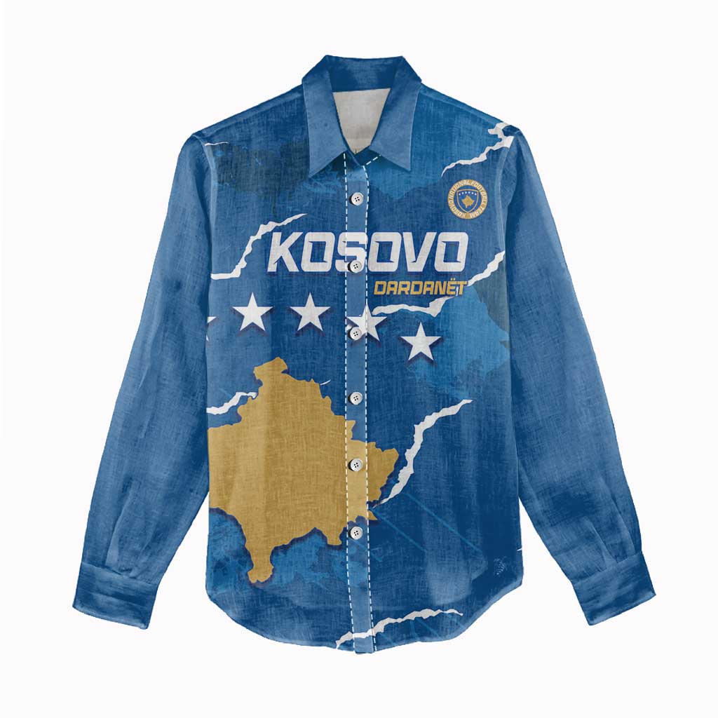 Custom Kosovo Football Women Casual Shirt Come On Dardanet