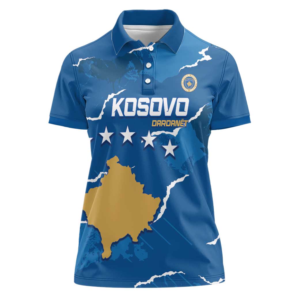 Custom Kosovo Football Women Polo Shirt Come On Dardanet