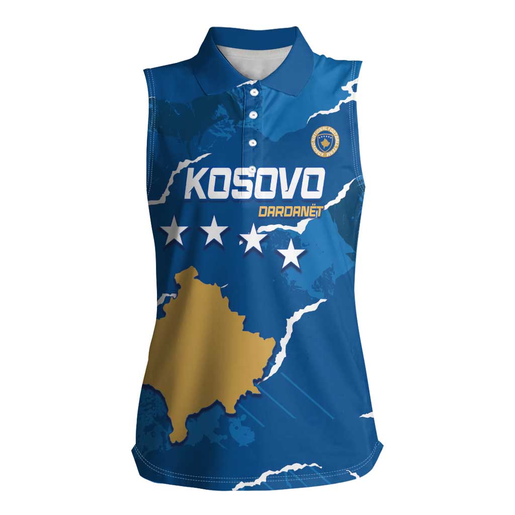 Custom Kosovo Football Women Sleeveless Polo Shirt Come On Dardanet