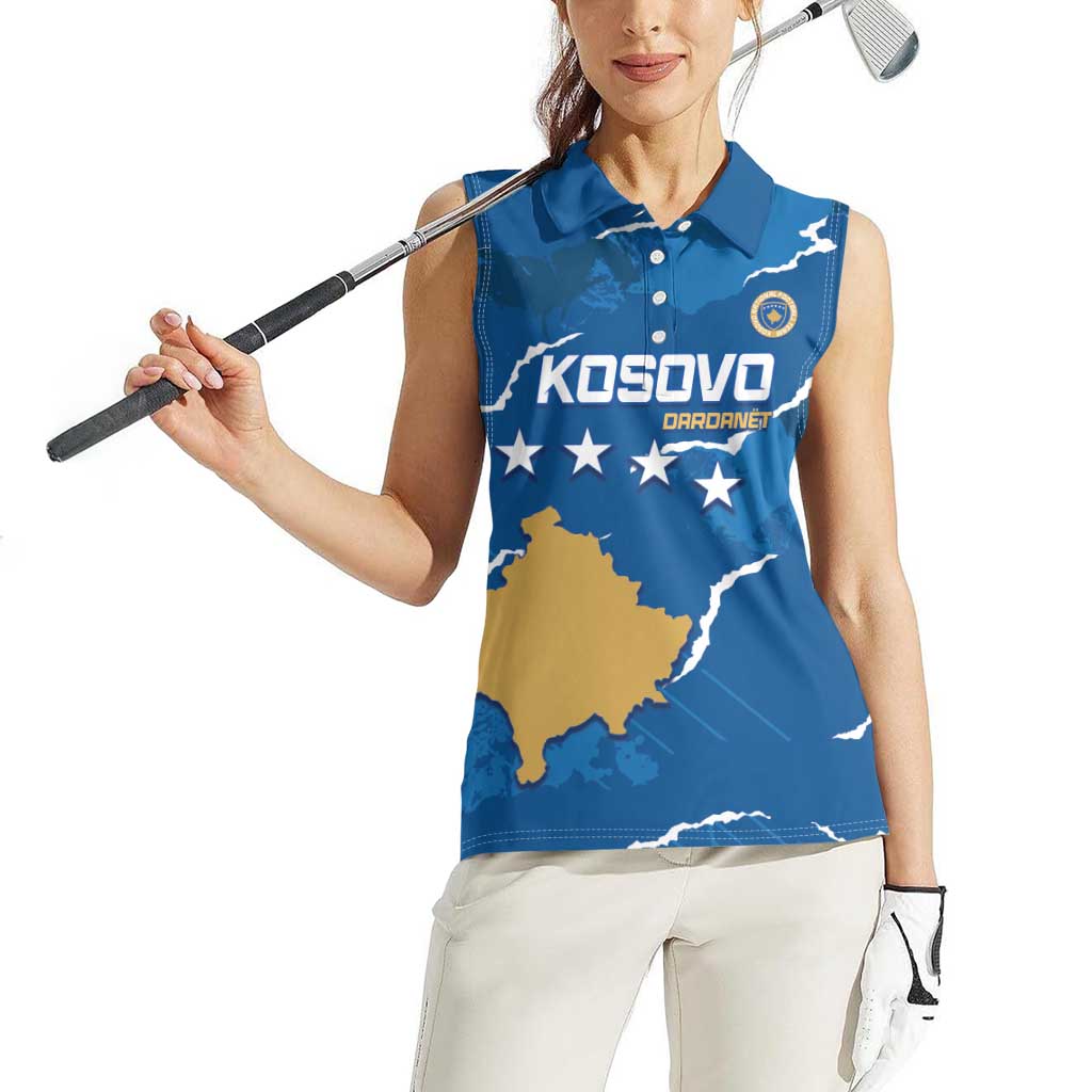 Custom Kosovo Football Women Sleeveless Polo Shirt Come On Dardanet