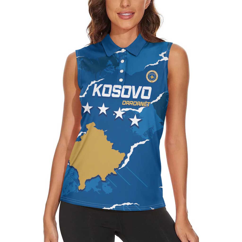 Custom Kosovo Football Women Sleeveless Polo Shirt Come On Dardanet