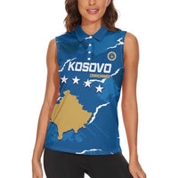 Custom Kosovo Football Women Sleeveless Polo Shirt Come On Dardanet