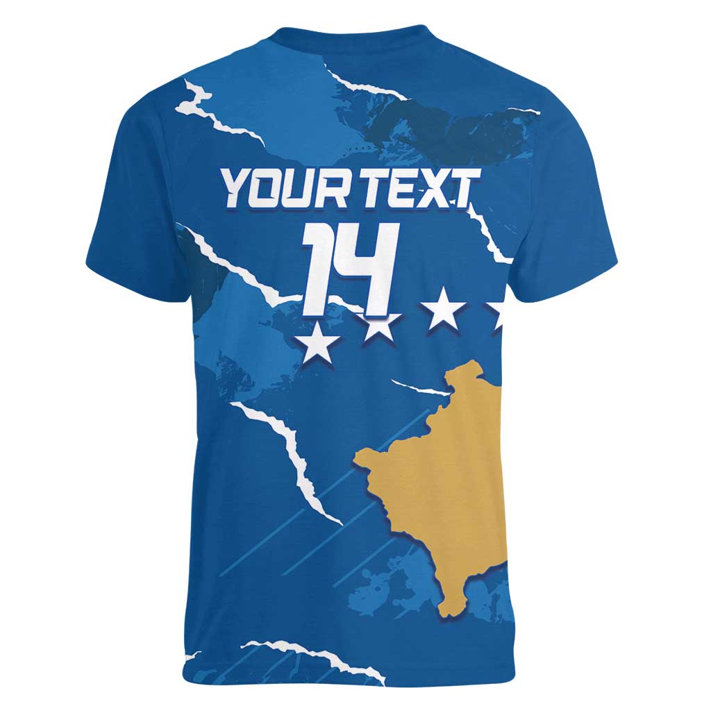 Custom Kosovo Football Women V-Neck T-Shirt Come On Dardanet