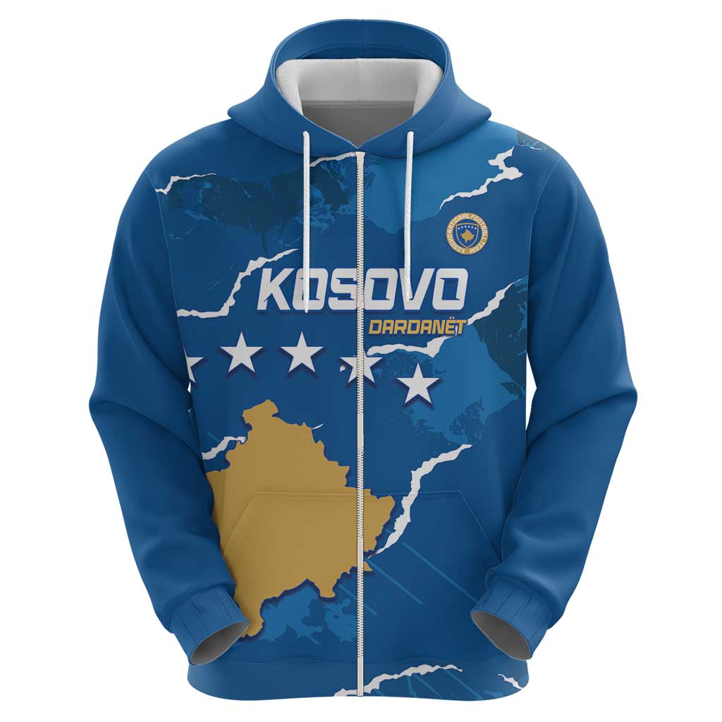 Custom Kosovo Football Zip Hoodie Come On Dardanet