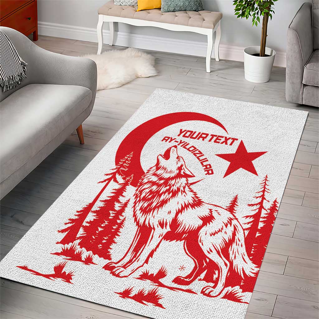Custom Turkey Football Area Rug Turkyie Wolf With Crescent-Stars