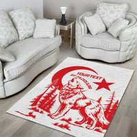 Custom Turkey Football Area Rug Turkyie Wolf With Crescent-Stars