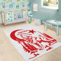 Custom Turkey Football Area Rug Turkyie Wolf With Crescent-Stars