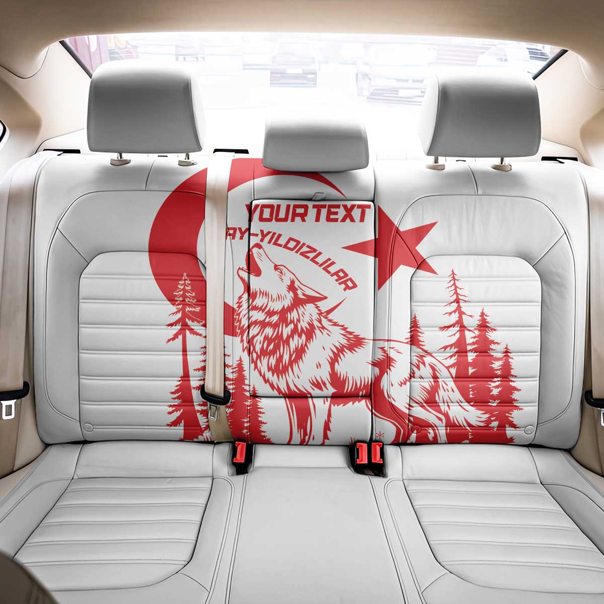 Custom Turkey Football Back Car Seat Cover Turkyie Wolf With Crescent-Stars
