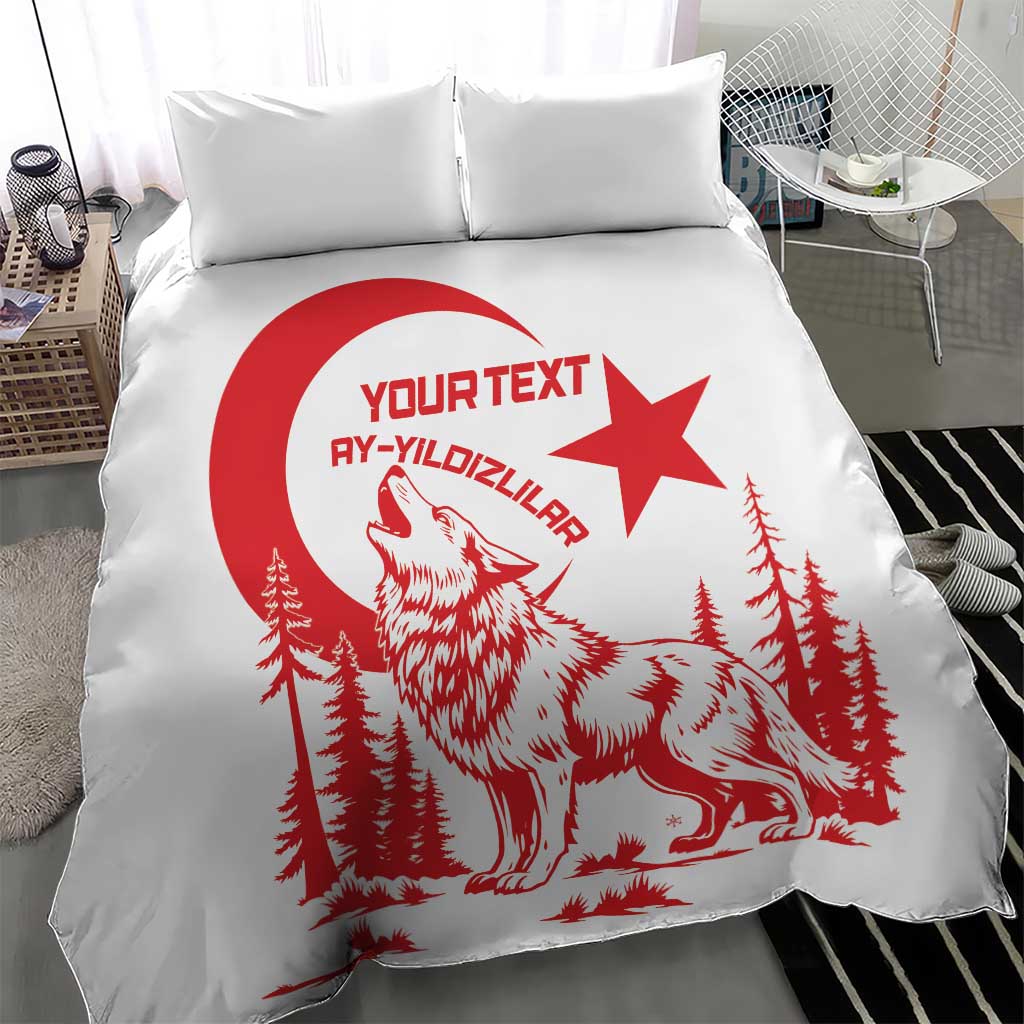 Custom Turkey Football Bedding Set Turkyie Wolf With Crescent-Stars