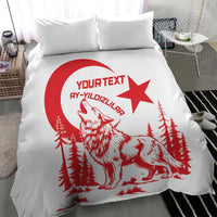 Custom Turkey Football Bedding Set Turkyie Wolf With Crescent-Stars
