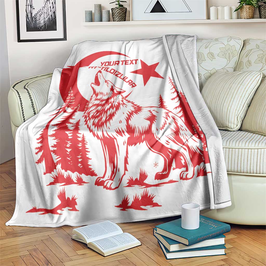 Custom Turkey Football Blanket Turkyie Wolf With Crescent-Stars
