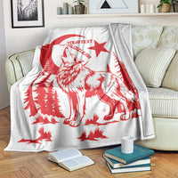Custom Turkey Football Blanket Turkyie Wolf With Crescent-Stars