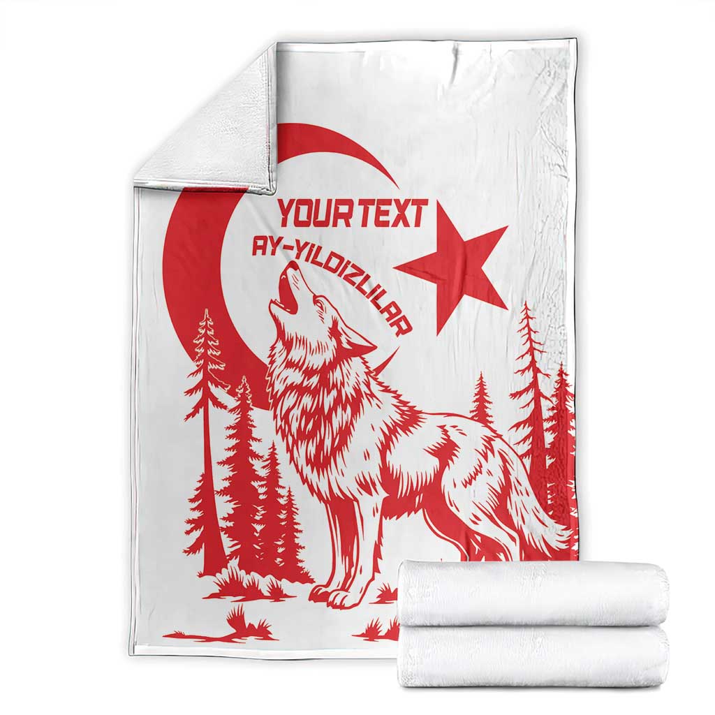 Custom Turkey Football Blanket Turkyie Wolf With Crescent-Stars