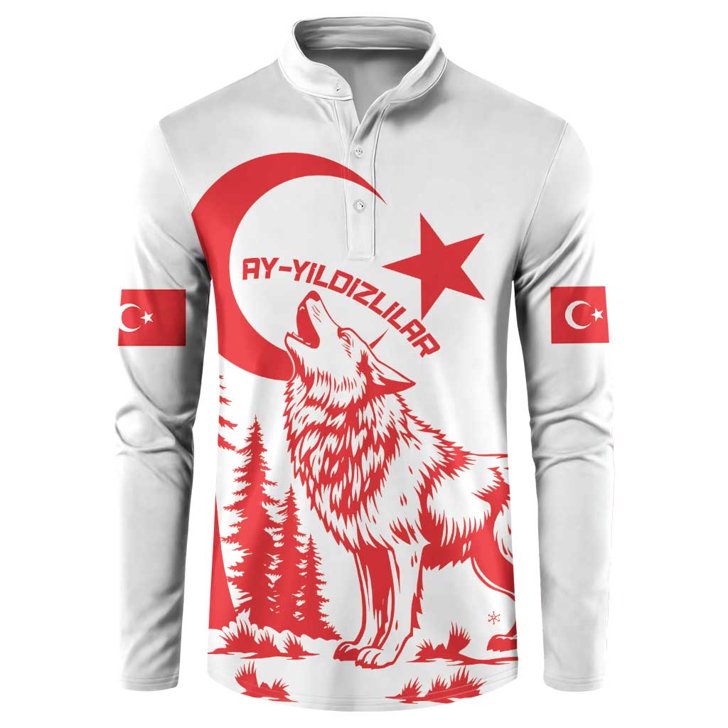Custom Turkey Football Button Sweatshirt Turkyie Wolf With Crescent-Stars