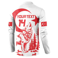 Custom Turkey Football Button Sweatshirt Turkyie Wolf With Crescent-Stars