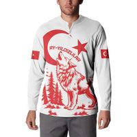 Custom Turkey Football Button Sweatshirt Turkyie Wolf With Crescent-Stars