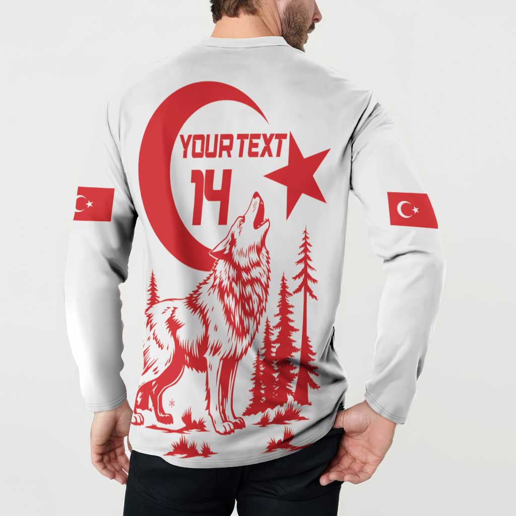 Custom Turkey Football Button Sweatshirt Turkyie Wolf With Crescent-Stars