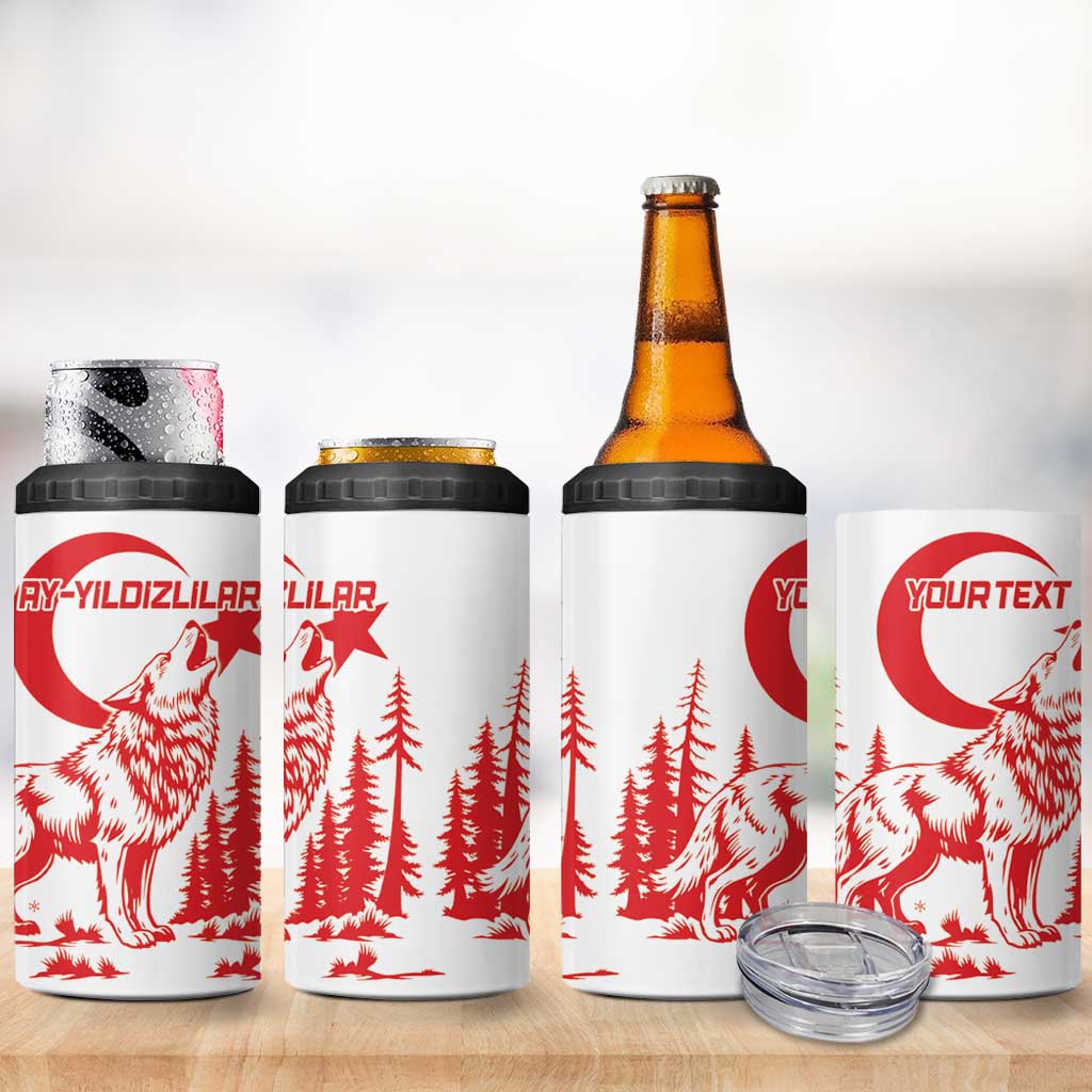 Custom Turkey Football 4 in 1 Can Cooler Tumbler Turkyie Wolf With Crescent-Stars