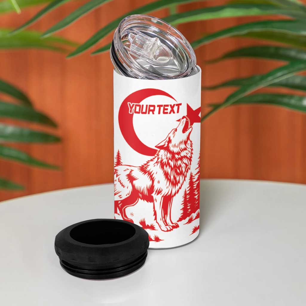 Custom Turkey Football 4 in 1 Can Cooler Tumbler Turkyie Wolf With Crescent-Stars